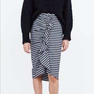 ZARA Plaid Skirt With Ruffles